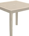 30" Taupe Heavy Duty Plastic Square Outdoor Dining Table with Umbrella Hole