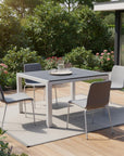 35" Black And Brown Heavy Duty Plastic Square Outdoor Table with Umbrella Hole