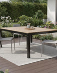 71" Brown And Black Heavy Duty Plastic Outdoor Dining Table with Umbrella Hole