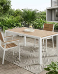 71" Brown And Black Heavy Duty Plastic Outdoor Dining Table with Umbrella Hole