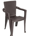 Set of Four Espresso Textured Heavy Duty Plastic Outdoor Stacking Arm Chairs