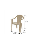 Set of Four Taupe Textured Heavy Duty Plastic Outdoor Stacking Arm Chairs