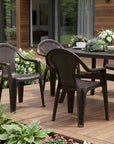 Set of Four Taupe Textured Heavy Duty Plastic Outdoor Stacking Arm Chairs
