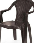 Set of Four Taupe Textured Heavy Duty Plastic Outdoor Stacking Arm Chairs
