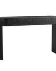 55" Teal Blue Wood Oval Double Pedestal Console Table With Two Drawers