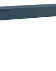 55" Teal Blue Wood Oval Double Pedestal Console Table With Two Drawers