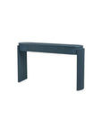 55" Teal Blue Wood Oval Double Pedestal Console Table With Two Drawers