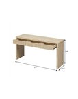 55" Natural Wood Double Pedestal Console Table With Three Drawers