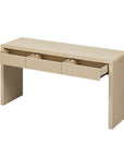 55" Natural Wood Double Pedestal Console Table With Three Drawers