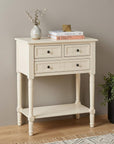 24" Blue Solid Wood Distressed Console Table With Shelf And Three Drawers
