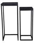 Set of Two Black Marble and Steel Square Frame Nested Tables