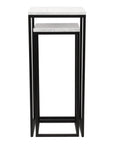 Set of Two Black Marble and Steel Square Frame Nested Tables