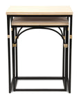 Set of Two Natural And Black Distressed Solid Wood And Steel Frame Nested Tables