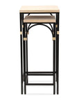 Set of Two Natural And Black Distressed Solid Wood And Steel Frame Nested Tables