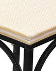 Set of Two Natural And Black Distressed Solid Wood And Steel Frame Nested Tables