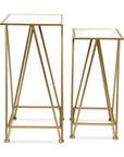 Set of Two Silver and Black Mirrored Glass and Steel Square Frame Nested Tables