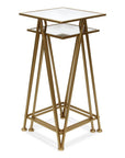 Set of Two Silver and Black Mirrored Glass and Steel Square Frame Nested Tables
