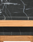 Set of Two Black and Brown Distressed Marble and Solid Wood Square Frame Nested Tables
