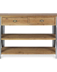 48" Natural and Gray Wood Console Table With Two Shelves And Two Drawers