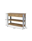 48" Natural and Gray Wood Console Table With Two Shelves And Two Drawers