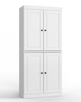 32" White Solid Wood Four Door Linen Cabinet