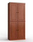 32" Coffee Solid Wood Four Door Linen Cabinet