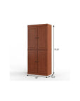 32" Coffee Solid Wood Four Door Linen Cabinet