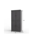 32" Gray Solid Wood Four Door Linen Cabinet