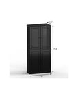 32" Black Solid Wood Four Door Linen Cabinet