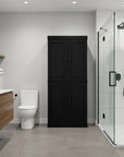 32" Black Solid Wood Four Door Linen Cabinet