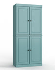 32" Aqua Solid Wood Four Door Linen Cabinet