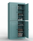 32" Aqua Solid Wood Four Door Linen Cabinet