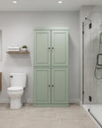 32" Sage Solid Wood Four Door Linen Cabinet