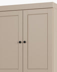 32" Beige Solid Wood Four Door Linen Cabinet