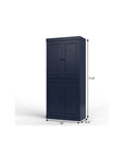 32" Navy Blue Solid Wood Four Door Linen Cabinet
