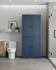 32" French Blue Solid Wood Four Door Linen Cabinet
