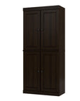 32" Espresso Solid Wood Four Door Linen Cabinet