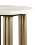 24" White Black And Gold Marble and Iron Round Sled End Table