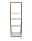 61" Brown And White Distressed Wood Four Tier Tier Ladder Bookcase