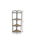 47" Brown Distressed Metal And Wood Four Tier Corner Bookcase