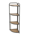 47" Brown Distressed Metal And Wood Four Tier Corner Bookcase