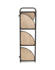 47" Brown Distressed Metal And Wood Four Tier Corner Bookcase