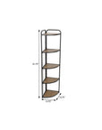 62" Black And Brown Metal and Wood Five Tier Corner Bookcase