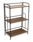 37" Brown Distressed Metal And Wood Three Tier Etagere Bookcase