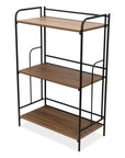 37" Brown Distressed Metal And Wood Three Tier Etagere Bookcase