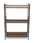 37" Brown Distressed Metal And Wood Three Tier Etagere Bookcase