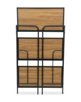 37" Brown Distressed Metal And Wood Three Tier Etagere Bookcase