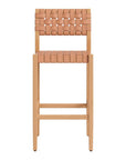 30" Brown Solid Wood Low Back Outdoor Bar Height Chair