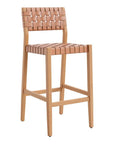 30" Brown Solid Wood Low Back Outdoor Bar Height Chair