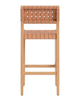 30" Brown Solid Wood Low Back Outdoor Bar Height Chair
